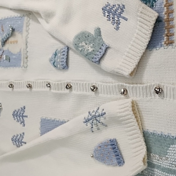 Marisa Christina1X Winter Jingle Bells Pastel Holiday Cardigan Winter Sweater - Picture 5 of 17